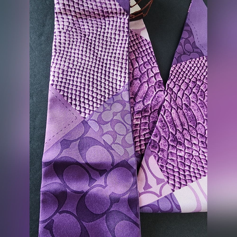 ✨️NWT✨️ Coach Vintage Hampton Patchwork Y2K 100% Silk Skinny Scarf, 2006 - Picture 3 of 8